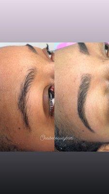 Eyebrow wax w/ pencil fill in.