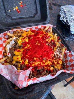 Flamin' hot Asada Fries