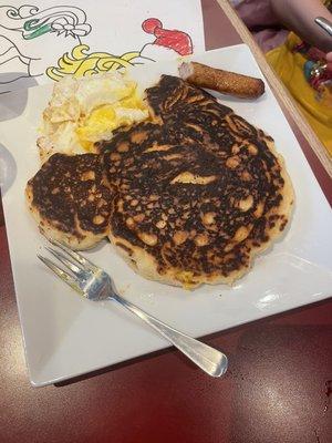 Mickey Mouse pancake. Burnt on BOTH sides.