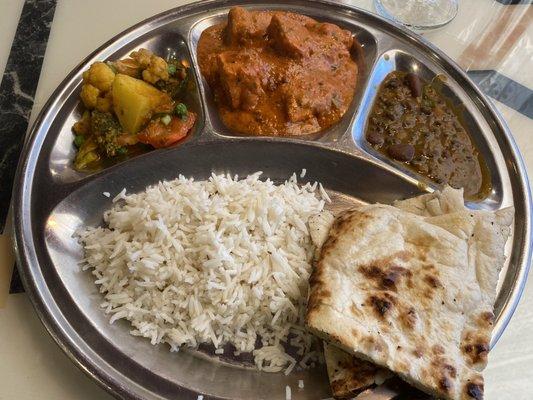 Lunch Special: Chicken Tikka Masala with sides.