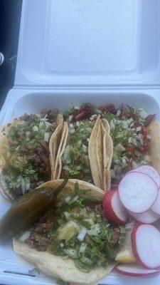 Tacos de asada and Al pastor