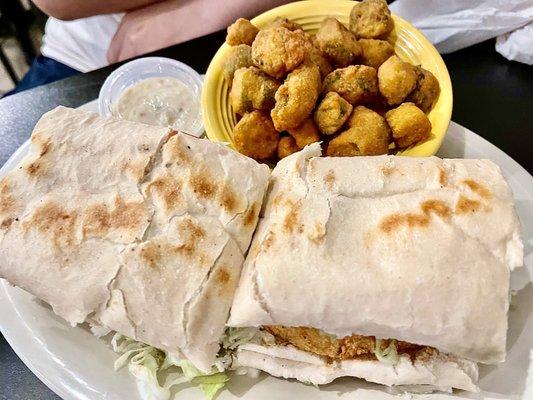 Catfish Po'Boy with Fried Okras