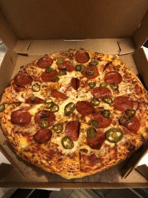 Pepperoni and jalapeños