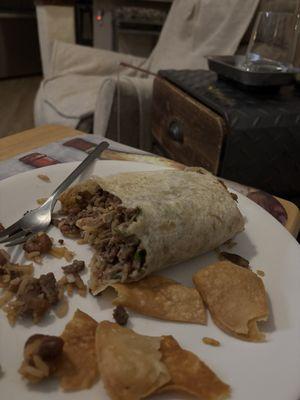 Asada burrito, just half of it and it's only $11!