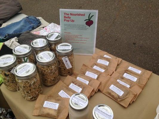 The first Nourished Belly Pop Up...with almond milks, granola, and energy bars...