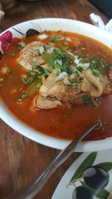 Sopa de chilate de pollo ( spicy chicken soup & great for hangovers! Lol )