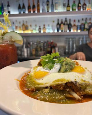 Chilaquiles with turkey chorizo