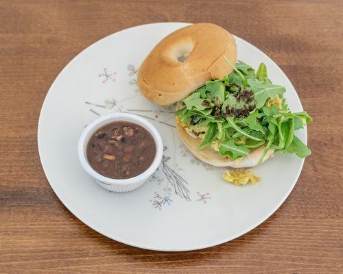 Million Dollar Chicken Sandwich...that's right, in sandwhich form.  Served with a side of delicious black beans.