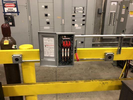 Commercial 3 phase receptacles installed for fork lift battery chargers.