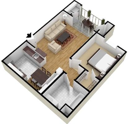 1x1 floor plan