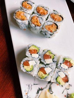 Spicy Salmon Roll (6 Pieces) and Philadelphia Roll (6 Pieces)