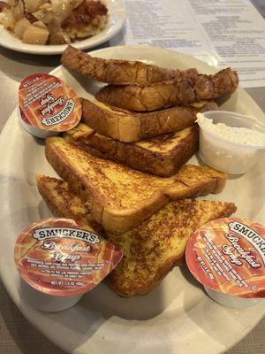 French toast, side of home fries with onions