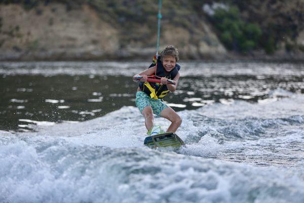 Kid wakeboarding