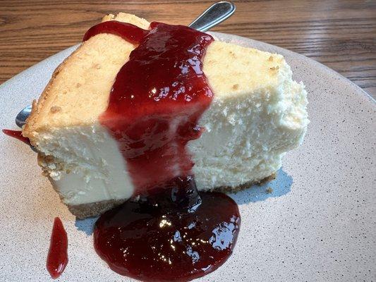 New York Style Cheesecake with Raspberry Sauce