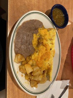 Omelette Con Papas y Frijoles