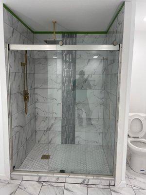 new shower installation, granite tile