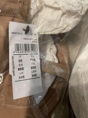 Unopened Bras received from Intimissimi 1 year late and in wrong size.  Ordered 30DD received 34E.  They refuse return/exchange or refund.