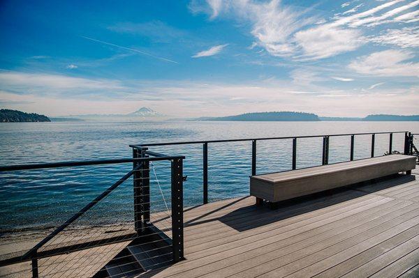 Cable railing and composite decking on the beach