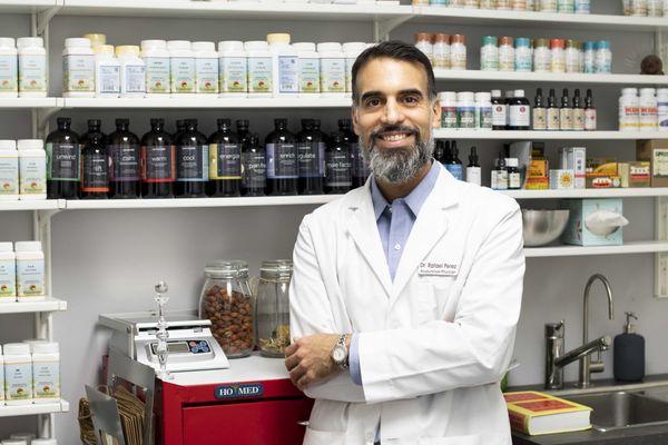 Dr. Rafael in the herb room