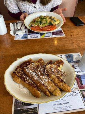 French toast and omelette