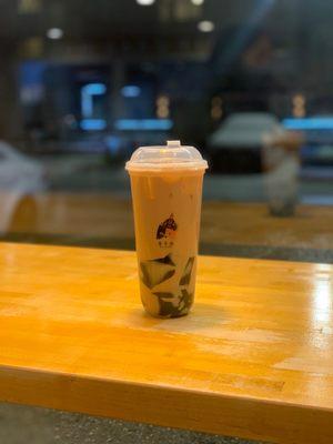 Grass Jelly Milk Tea