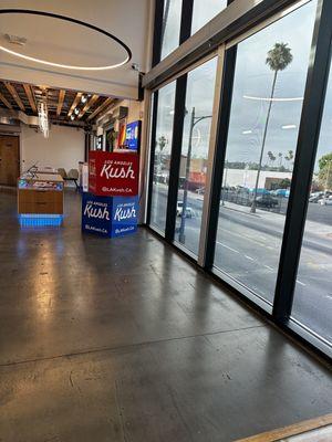 Sales floor with view of Sunset Blvd