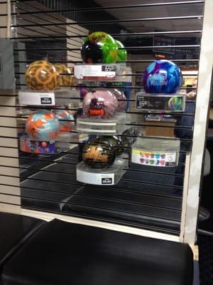 Brand new balls from inside the Westpointe Pro-Shop located inside the Wayne Bowl.