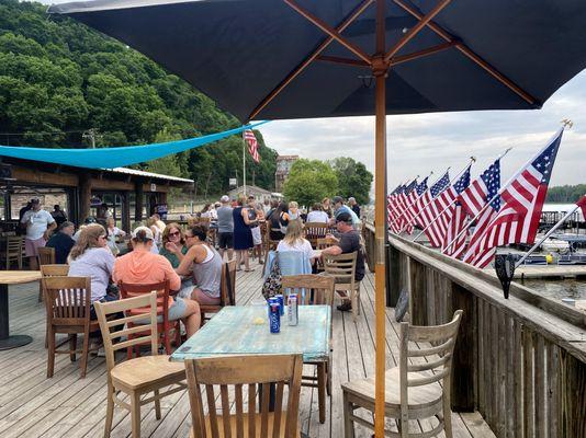 Big Buoys Tiki Bar on the Mississippi River. Open seasonaly