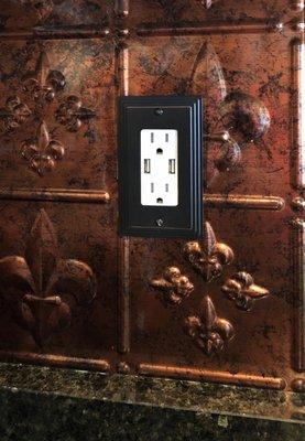 Replaced standard outlets with USB outlets