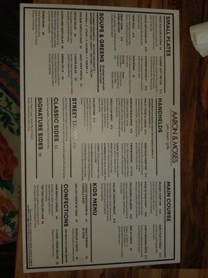 The menu