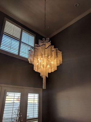 Custom chandelier install in Murrieta California