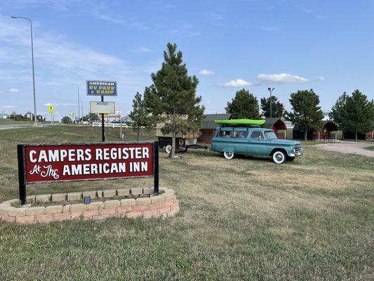 Sign for American Inn's Camper Registration