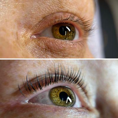 Beautiful before and after Lash Lift and Tint!