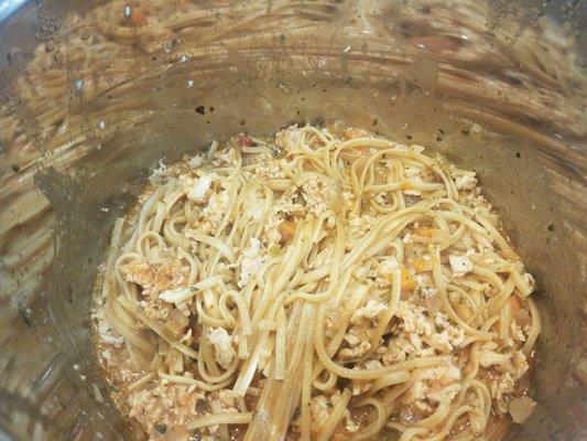 Linguine with chicken bolognese, converted to an Instant Pot preparation!