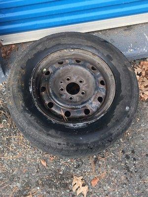 A damaged wheel we repaired for a customer.