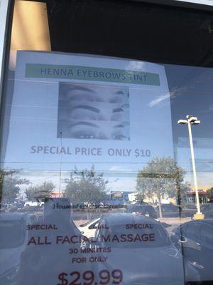 They now offer Henna for eyebrows $10