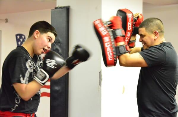 Dad and son training together