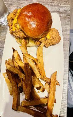 Chicken sandwich and fries