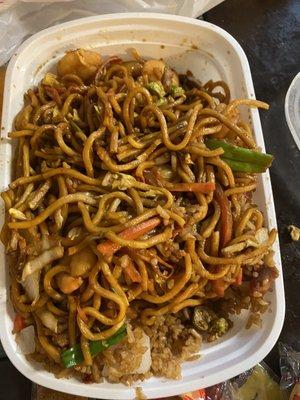 Shrimp Lo Mein and fried rice