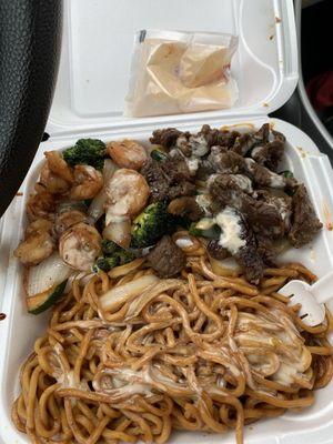 Teriyaki Steak and Shrimp with Noodles