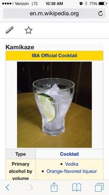 Kamikaze is in fact NOT a blue drink!!! Get your shit together Club 51