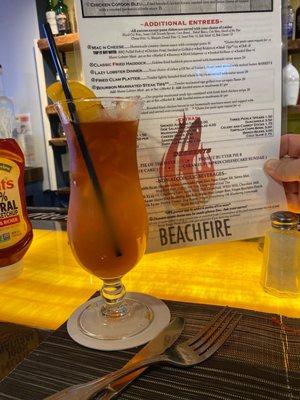 BeachFire punch, happy hour $5 special every day 4pm-6pm.... Delicious!!!