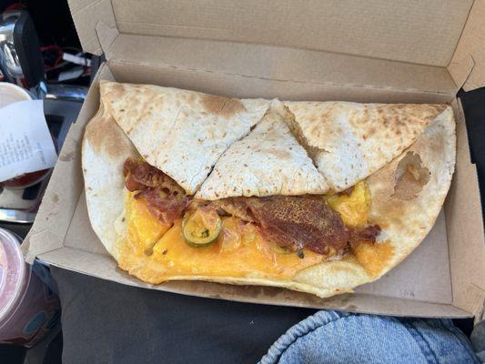 Bacon egg and cheese quesadilla