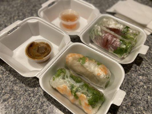 Shrimp and Pork Summer Rolls and Grilled Sausage Summer Roll