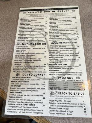 menu