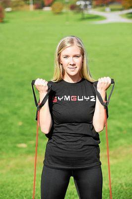 Training with resistance bands burns calories.  Learn how with GYMGUYZ #1 in home personal training!