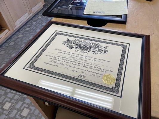 The framed diploma came out beautifully