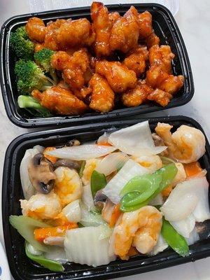 General tsos and shrimp with veggies