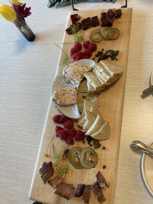 Smoked fish board. It had two different types of smoked fish, two spreads (similar to a whitefish salad) &berries