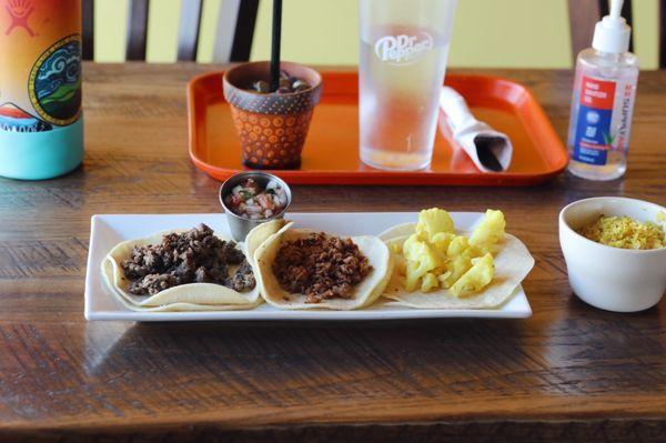 Ground Beef Taco, Beyond Meat Taco, Cauliflower Taco